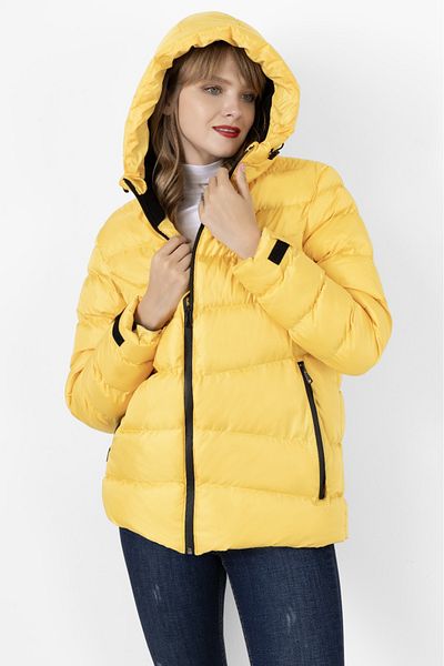 Montstop Yellow Fur Hooded Waterproof Puffer Jacket - Wind Resistant Coat Parka