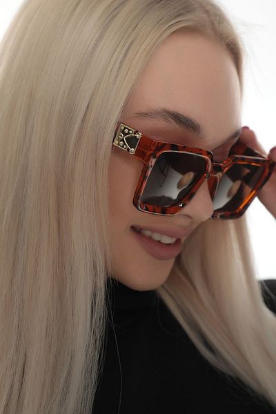 STAOOM Gold Detailed Leopard Patterned Sunglasses