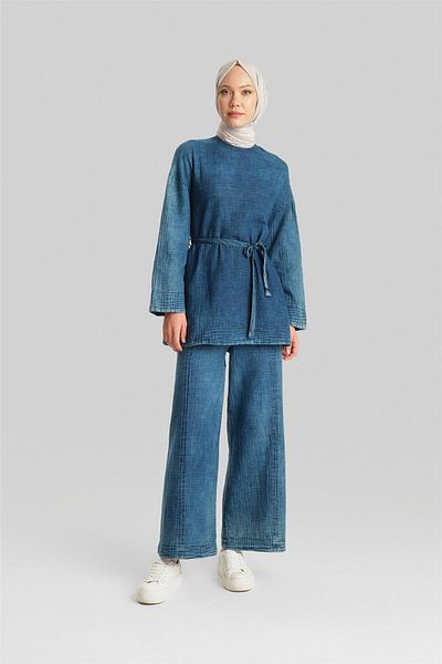Armine Indigo Cotton Muslin Set - 24Y6804 Effect