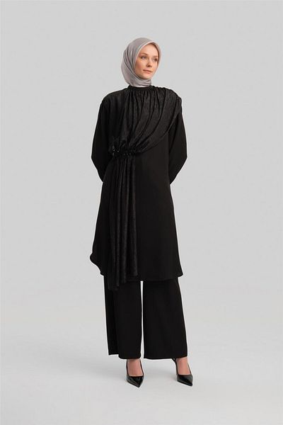 Armine Black Chiffon and Embroidered Suit - 24Y6841