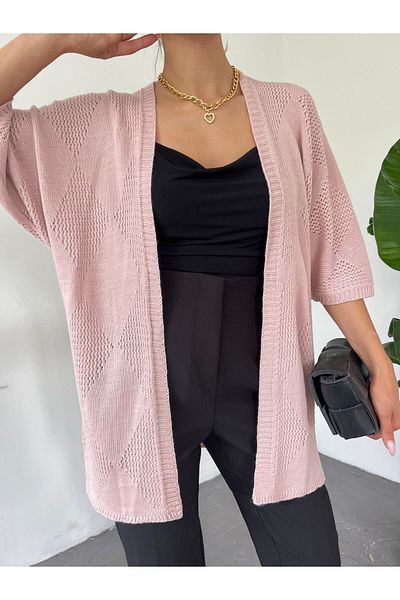 Modamorfo Quadratisch gemusterter Cardigan mit Fledermausärmeln