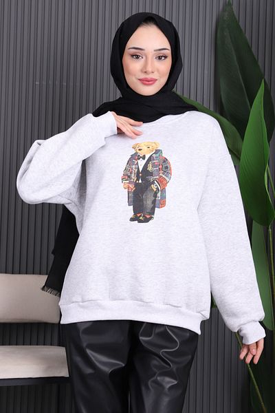 İmajButik Γκρι μπροστινό τυπωμένο ιδρώτας με τρεις κλωστές