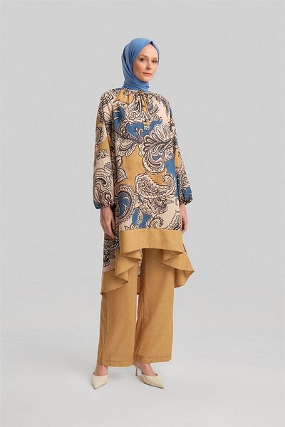 Armine Saffron Patterned Trousers Set - 24Y6834
