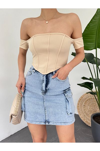 Modamorfo Corset detaliat pe umeri cu fermoar la spate