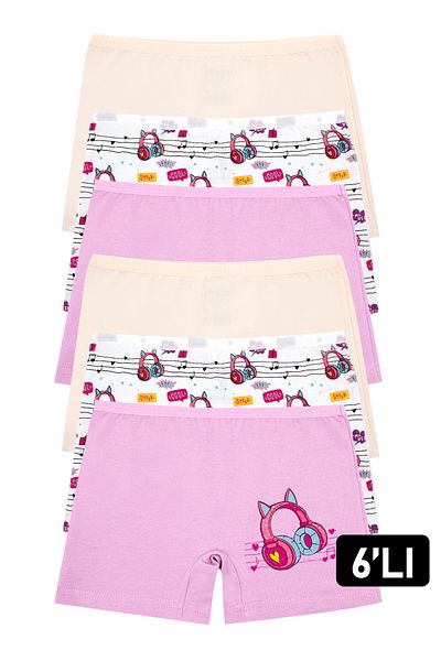 Öts Girl's 6-Piece Colorful Music Printed Lycra Boxers