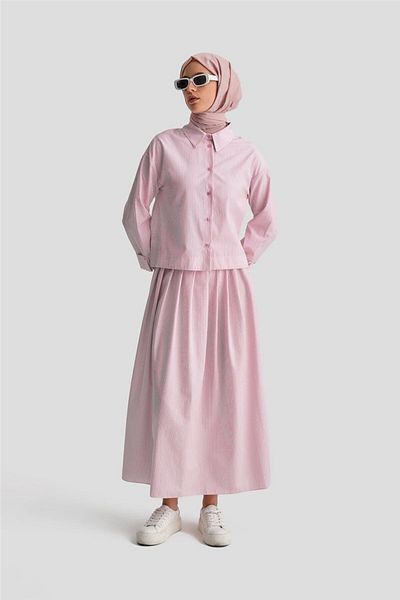 Armine Pink Striped Pleat Set - 24K6851