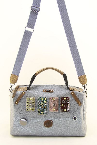 HNB Women's Gray Stone Cylinder Casual Shoulder Bag