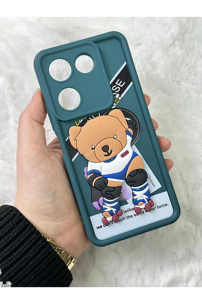 Vip Case TECNO CAMON 20 PRO 4g - كاميرا سيليكون منقوشة ثلاثية الأبعاد على شكل دمية دب مع إطلاق حماية الدب