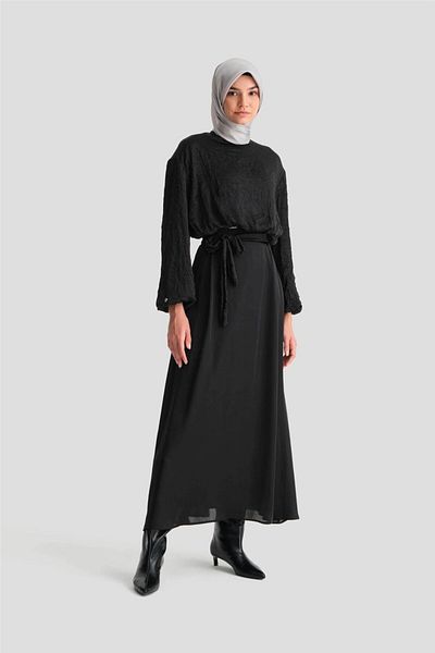 Armine Black Balloon Blouse Suit - 24K6919