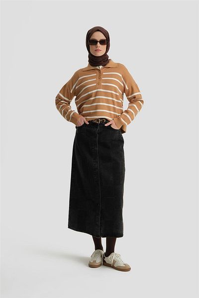 Armine Πλεκτό πουλόβερ Camel Striped - 24kd4208