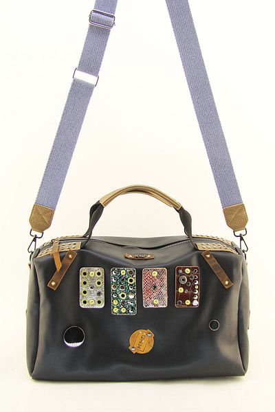 HNB Women's Black Stone Cylinder Casual Shoulder Bag