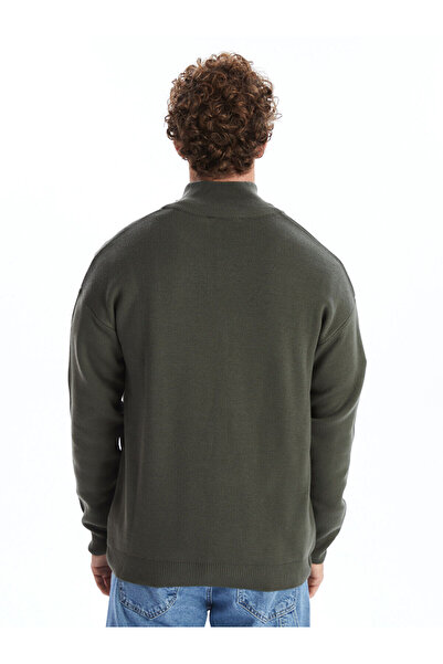 LC Waikiki Lcw Casual Khaki Stand Collar Long Sleeve Men's Knitwear Sweater