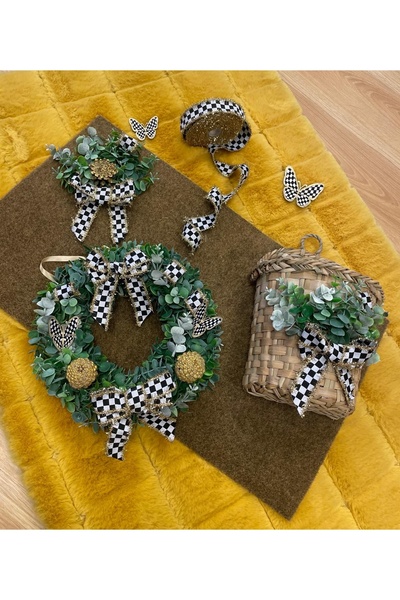 Marrone Kapı Süsü Seti 3'lü takım Kapı Süsü Kapı Paspası Kapı Sepeti Gazetelik Posta Kutusu