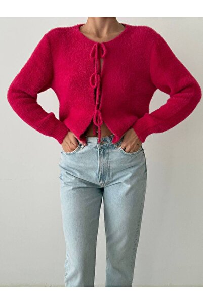 MODA Fuşya Yumoş Bağcıklı Hırka