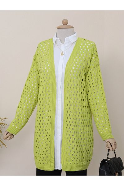 Modamorfo Mesh Spring Araboy Knitwear Cardigan - Oil Green