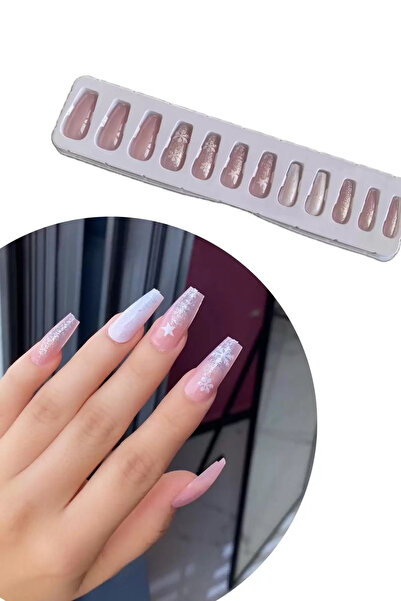 Vitastyle YILDIZ VE KARTOPU DESENLİ 12'Lİ YAPIŞTIRICILI SİMLİ TAKMA TIRNAK SETİ