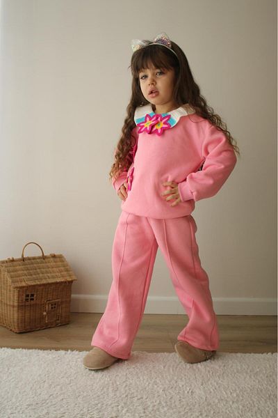 RAPAPA Girl's 3 Yarn Charted Tracksuit Set Bottom Top Set 241212