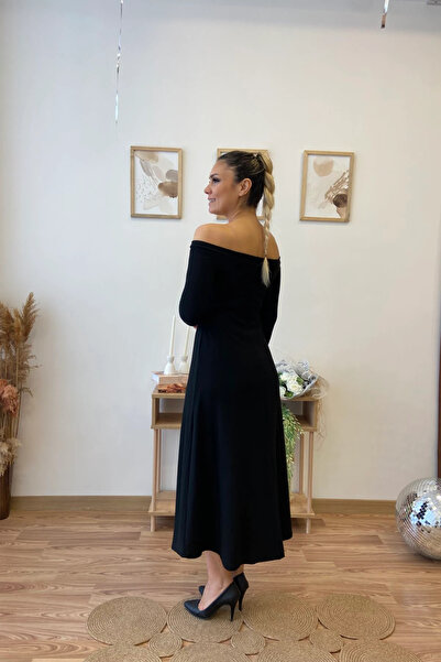 Aychayla Madonna Yaka Uzun Kloş Elbise