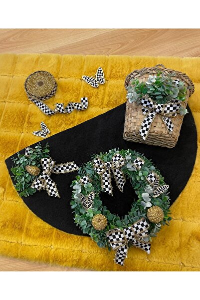 Marrone Kapı Süsü Ve Paspas Takımı Kapı Sepeti Mackenzie Kurdele 70*40 cm