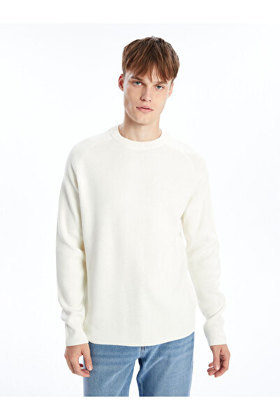 LC Waikiki LCW Casual Екру пуловер с дълъг ръкав и обло деколте за мъже