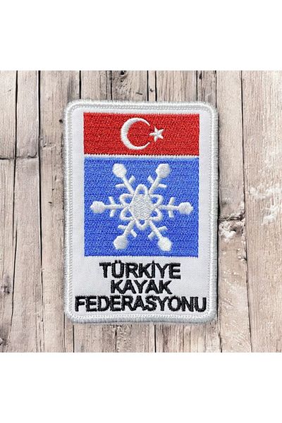Ex Patch Emblema Federației Turciei de Schi Broderie 7 X 10 Cm