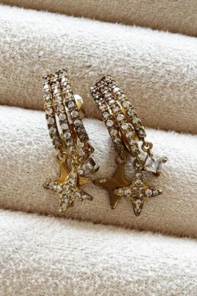 Vitastyle Gold Color Star Figure Zircon Stone Earrings