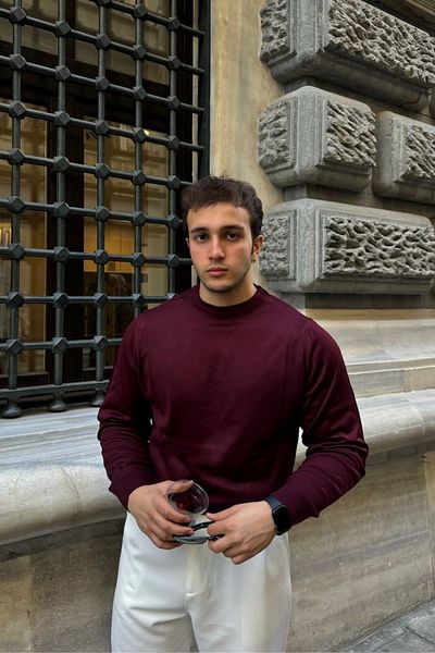 Livio Ferri Men's Standard Fit Normal Cut Crew Neck Knitwear Sweater