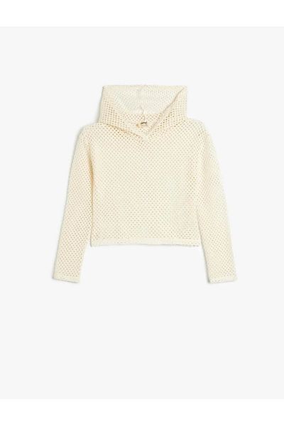 Koton Hooded Sweatshirt Mesh Detail Long Sleeve