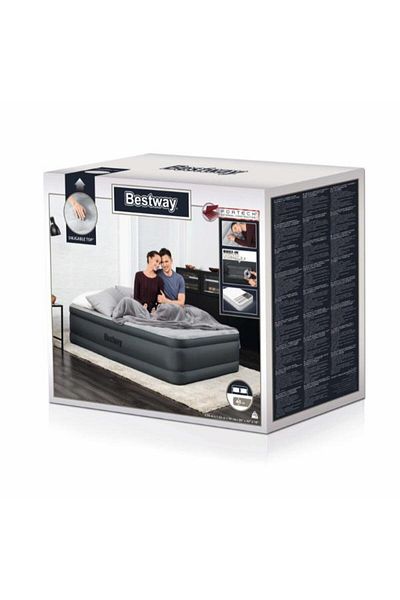 BESTWAY Fortech Airbed Queen Snugable Top Built-in AC Pump 203cm x 152cm x 46cm  26-69075
