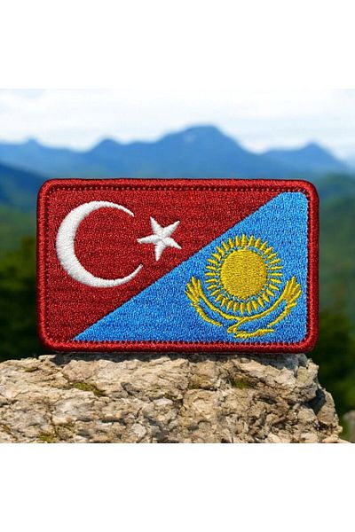 Ex Patch Turcia Kazahstan Steagul Broderie Patch Cresta 8 X 5 Cm