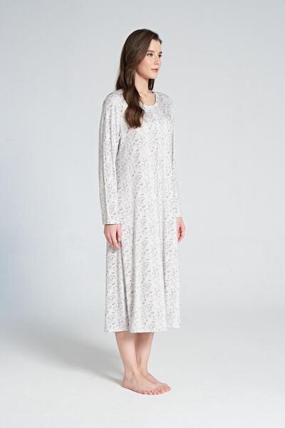 Genel Markalar Pijadore 1066 Melisa Kadın Çiçek Desenli Uzun Kol Gecelik