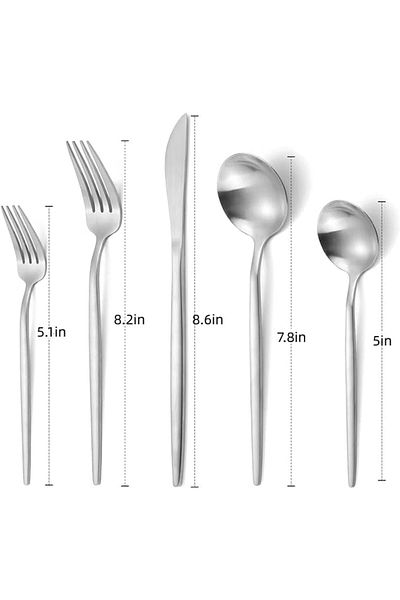 COOYA Matte Silverware Set, 30-Piece Stainless Steel, Satin Finish, Home and Restaurant (silver)