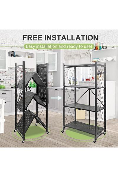 Taimi 4-tier Foldable Storage Shelves 72x38x126cm Black