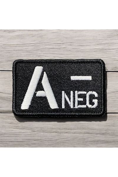 Ex Patch Fundal Negru Culoare Albă O Grupă Sanguină Negativă Peç Arma 8 X 5 Cm