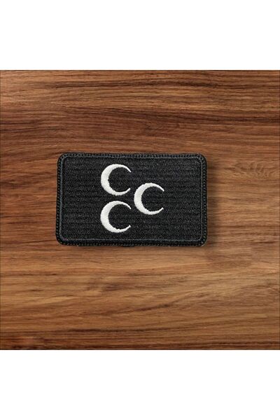 Ex Patch شارة عثمانية ثلاثية الهلال باللون الأسود مقاس 8 × 5 سم