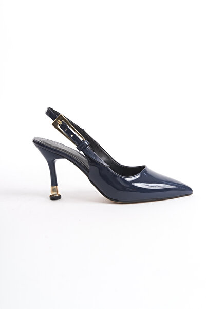 Shoesers Women's Special Design Thin Heeled Metal Accessories Ankle Strap Patent Leather Stiletto