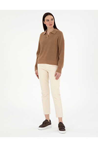 Pierre Cardin Camel Yün Regular Fit Polo Yaka Kazak 50296492-VR015