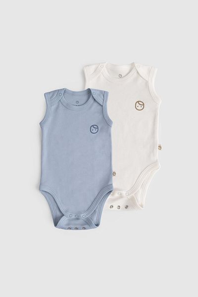 Little Gusto 2-Piece Organic Cotton Adjustable Blue Snap Tank Top