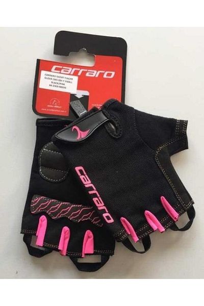 Carraro Small Short Finger Cycling Gloves Black Pink Cro-004F Size S Cycling Gloves