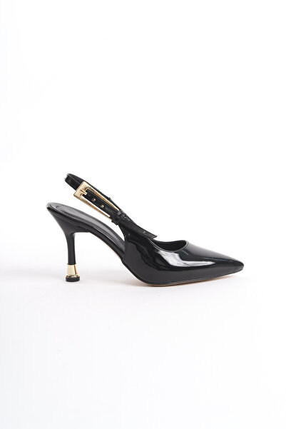 Redoxy Women's Special Design Thin Heeled Metal Accessories Ankle Strap Patent Leather Stiletto