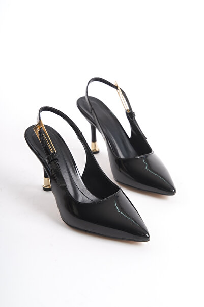 Redoxy Women's Special Design Thin Heeled Metal Accessories Ankle Strap Patent Leather Stiletto