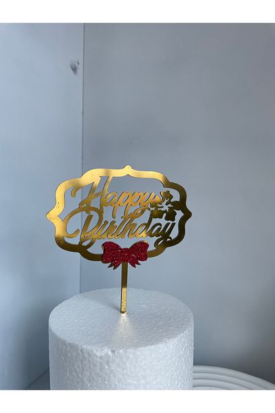 Ege Pastacılık Happy Birthday Plexiglass Cake Decoration