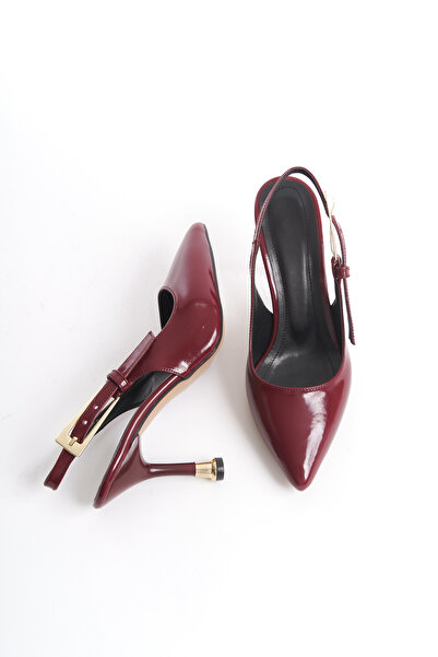 Redoxy Women's Special Design Thin Heeled Metal Accessories Ankle Strap Patent Leather Stiletto