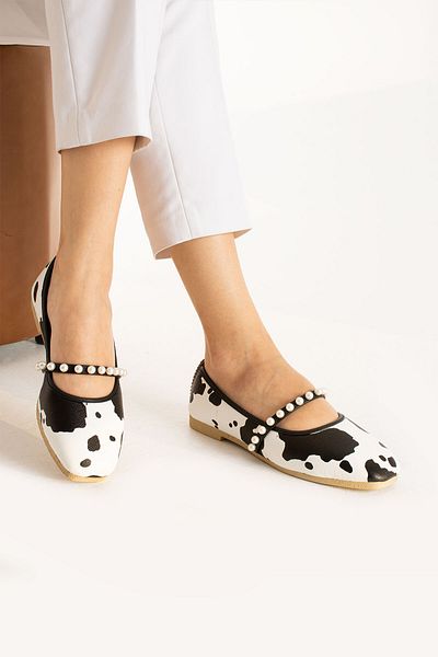 Moda Devrin Pantofi de balet pentru acasă și în aer liber Cow Pearl pentru femei