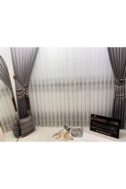 NİVEMESHOME Nivemeshome V-105 1/3 Срібний Dsn:2502 - Щільна тюлева штора Apm