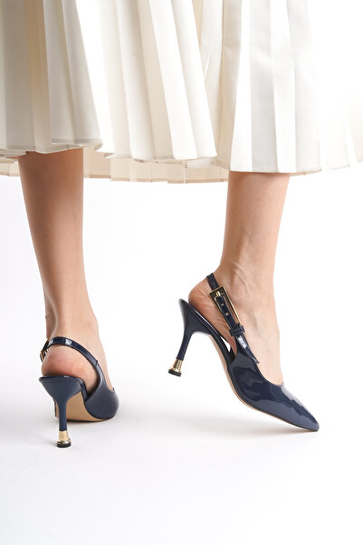 Shoesers Women's Special Design Thin Heeled Metal Accessories Ankle Strap Patent Leather Stiletto