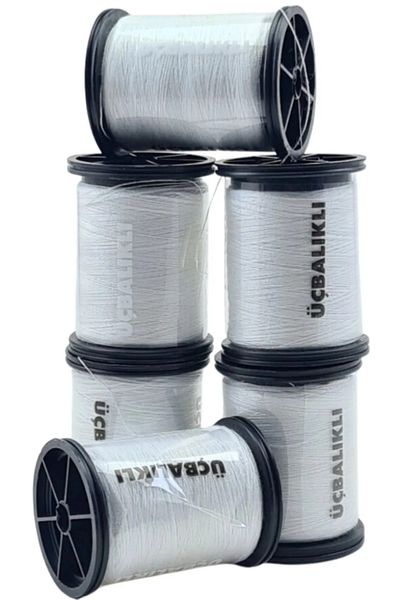 Kent Pazarı 6 Pcs White Polyester Lanyard - Sewing Lanyard, Embroidery Lanyard, Reel Lanyard