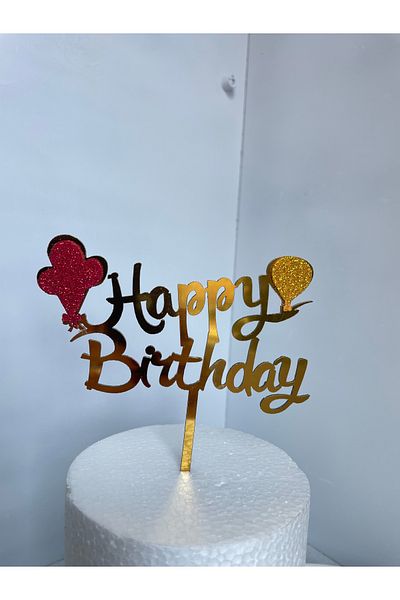 Ege Pastacılık Happy Birthday Plexiglass Cake Decoration