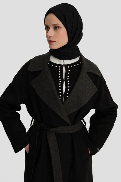 Armine Men's Black Handmade Coat - 24K8110