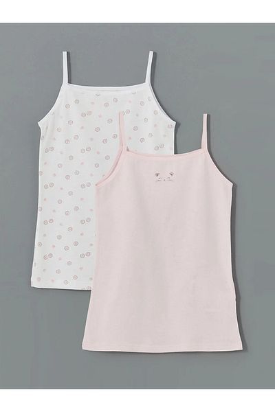 LC Waikiki Lcw Kids Pink Square Neck Girls' Undershirt Set of 2